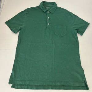J. Crew Classic Green Garment-Dyed Short Sleeve Polo Shirt Size Medium